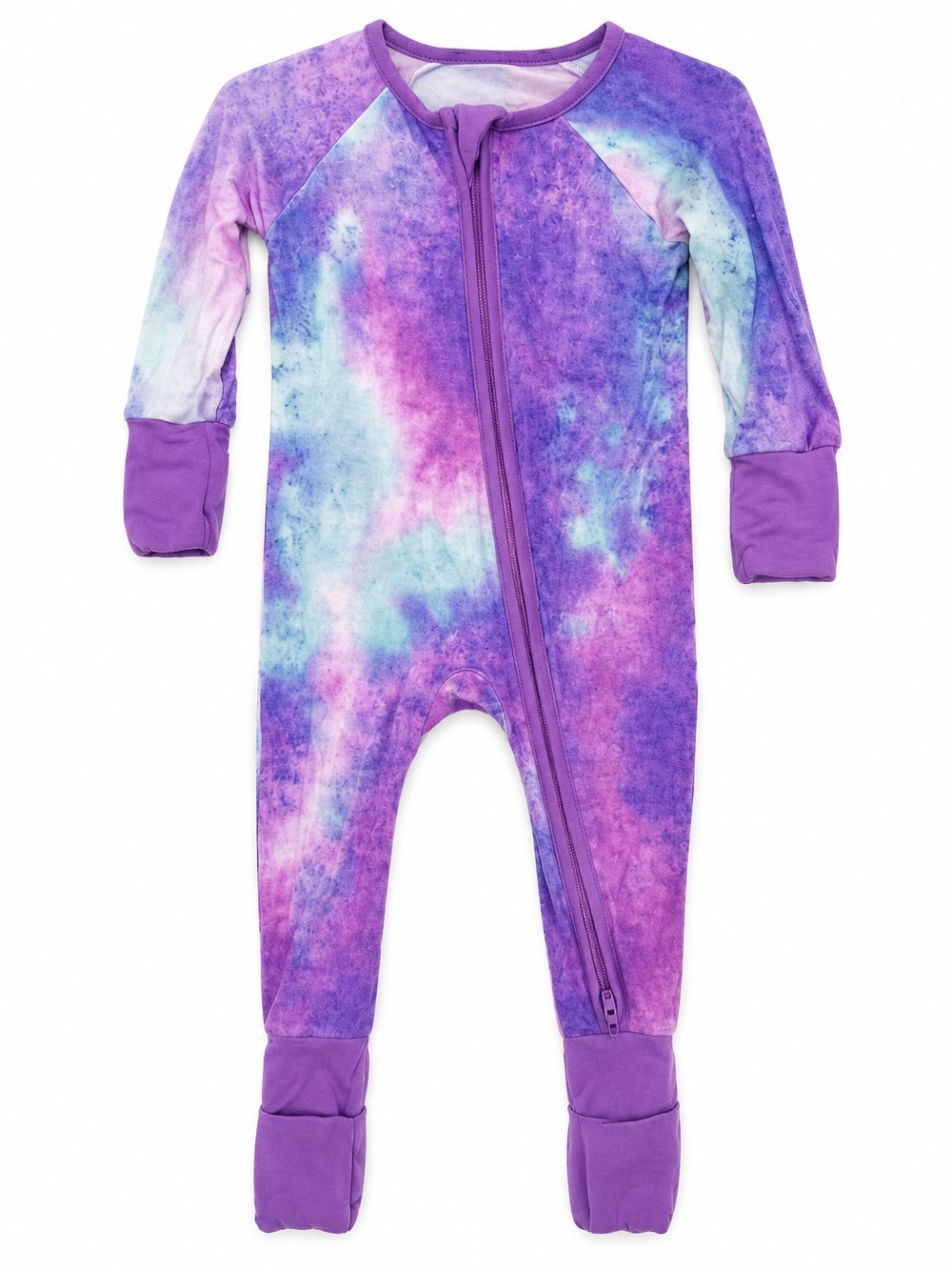 Little Sleepies Purple Tie Dye Zippy Pajamas Baby 0-3M Bamboo